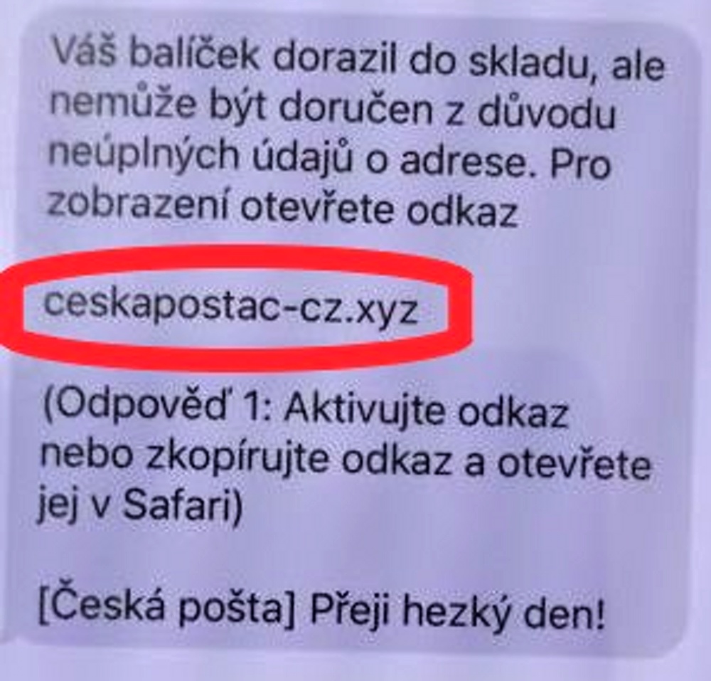 Podvodná SMS České pošty